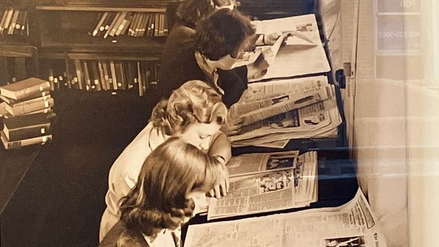 Proofreader girls at a local newspaper in 1940s