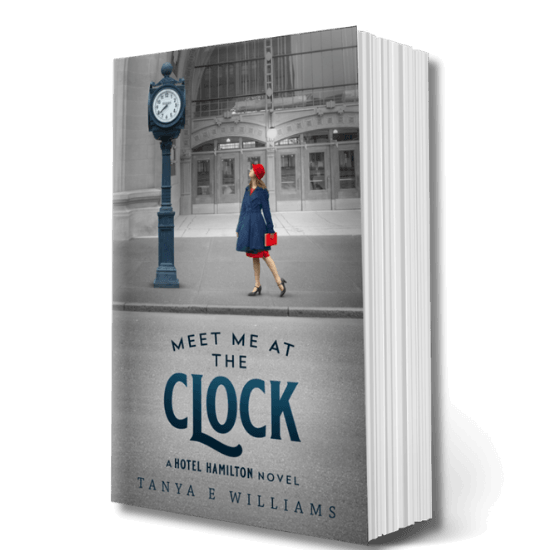Meet Me at the Clock by Tanya E Williams, paperback historical women’s fiction novel set in 1920s Vancouver