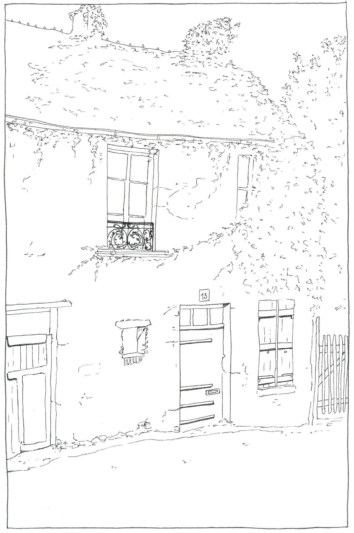 coloriage d'une maison abandonnée dans le Perche