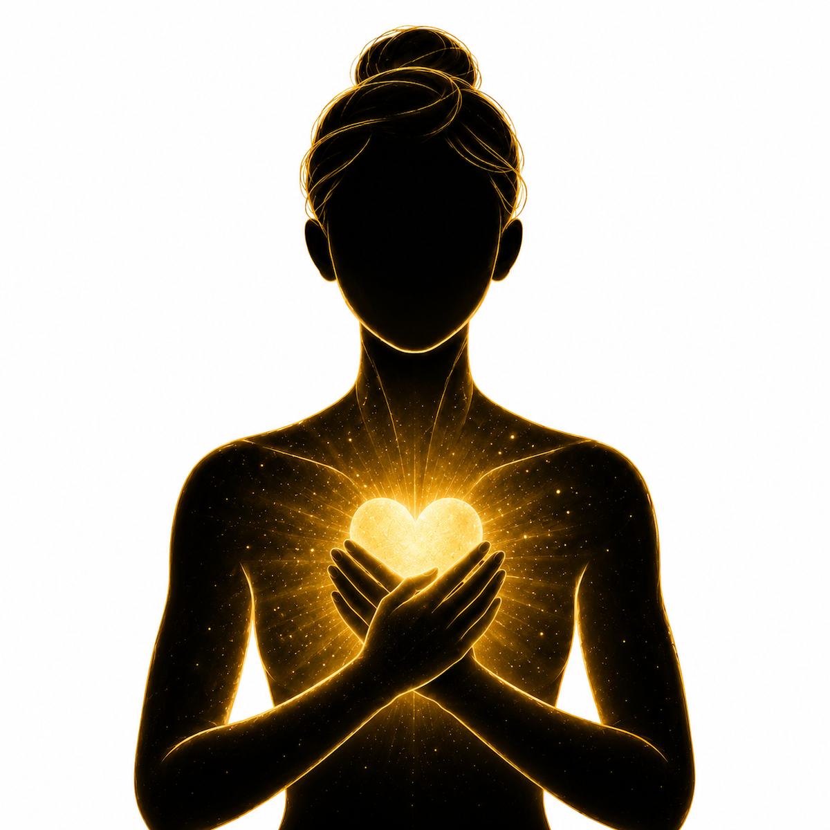 Breathe and Receive - a gentle introductory breath-work course for people who want to connect more deeply to their true selves, re[resented by a beautiful woman in a meditation pose in front of a giant gold and white lotus flower.