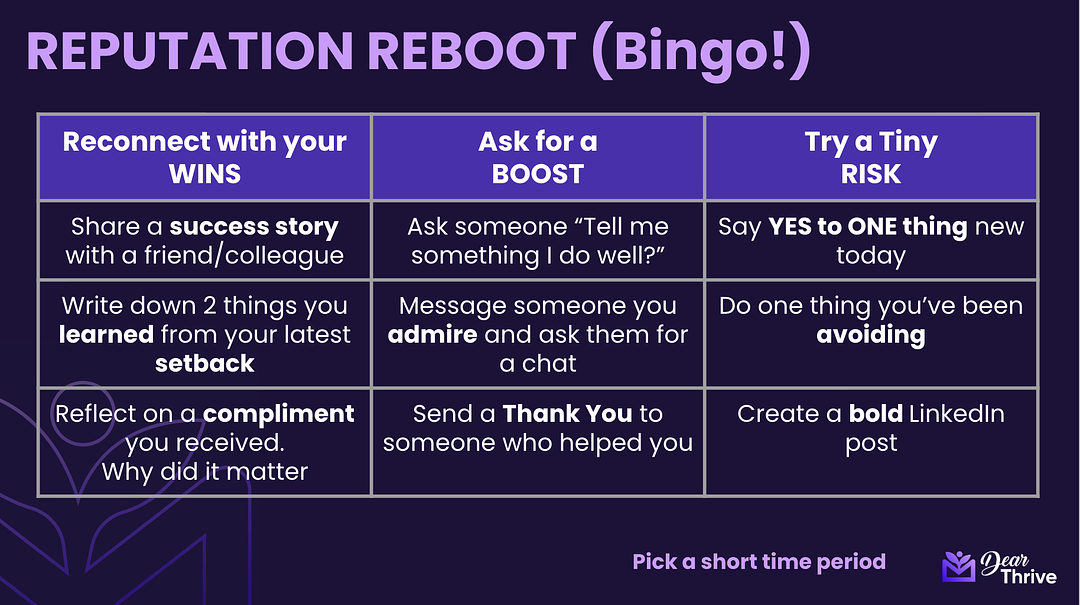 Reputation Reboot (BINGO!)