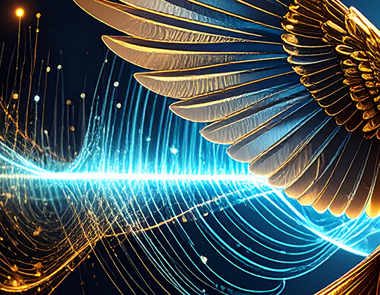 sound waves with a wing of a bird