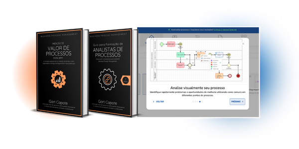 Ilustração do fluxo de valor com 2 livros de Gart Capote, destacando a importância de representar e analisar processos para orientar mudanças organizacionais com foco em resultados.