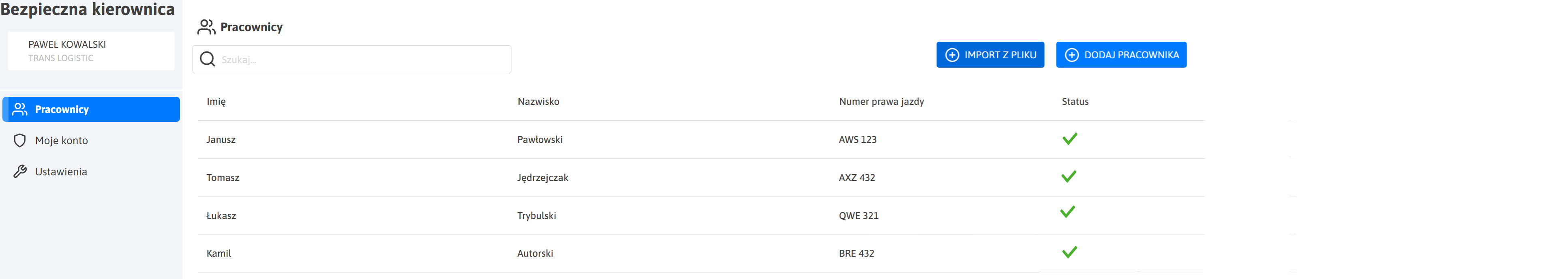 Przykładowy widok projektu