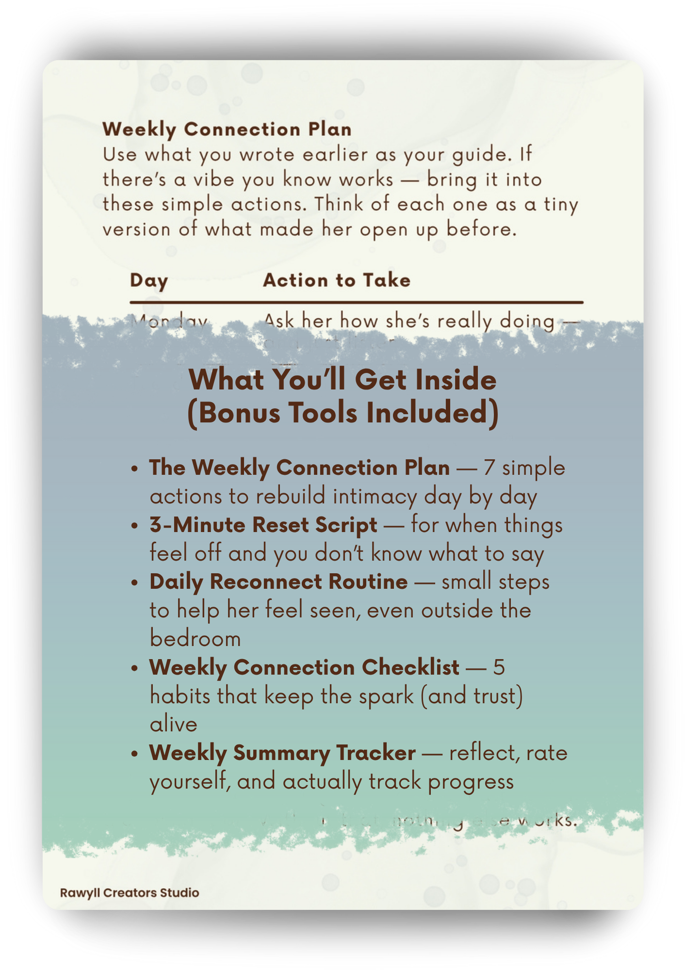 Visual Weekly Planner for 3 Real Steps to Please Her Again in Bed for Mens