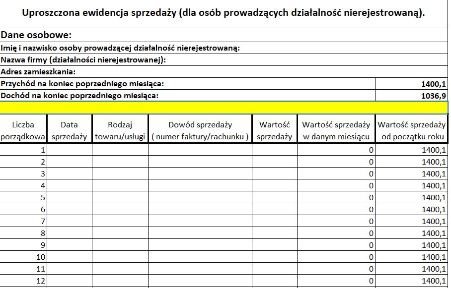 Ewidencja Przychodów W Działalności Nierejestrowanej 5259