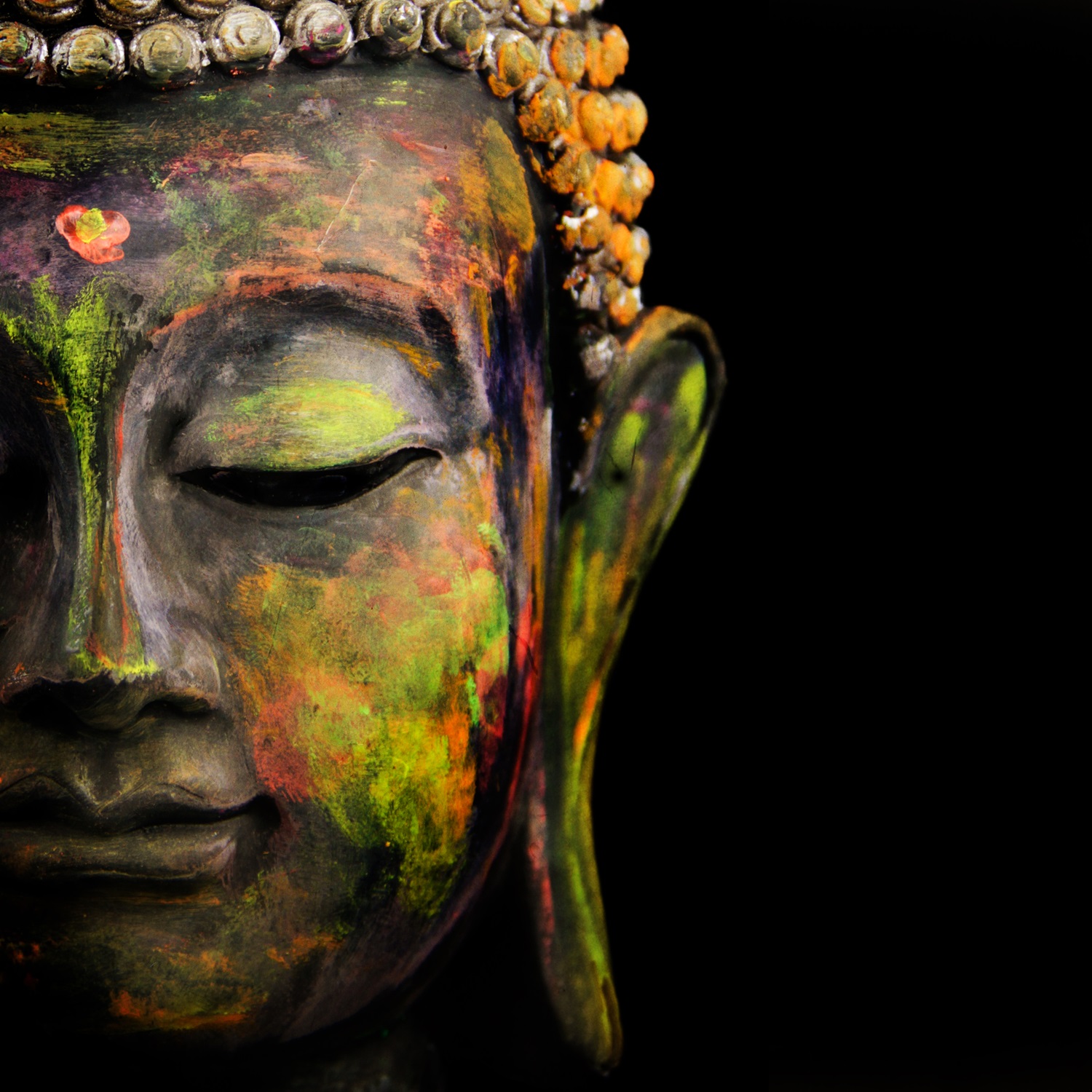 partial image of a buddha head statue
