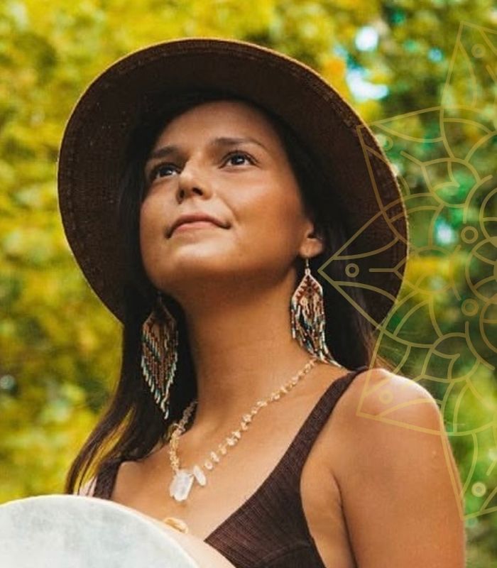 Tara Inloes playing crystal bowls.