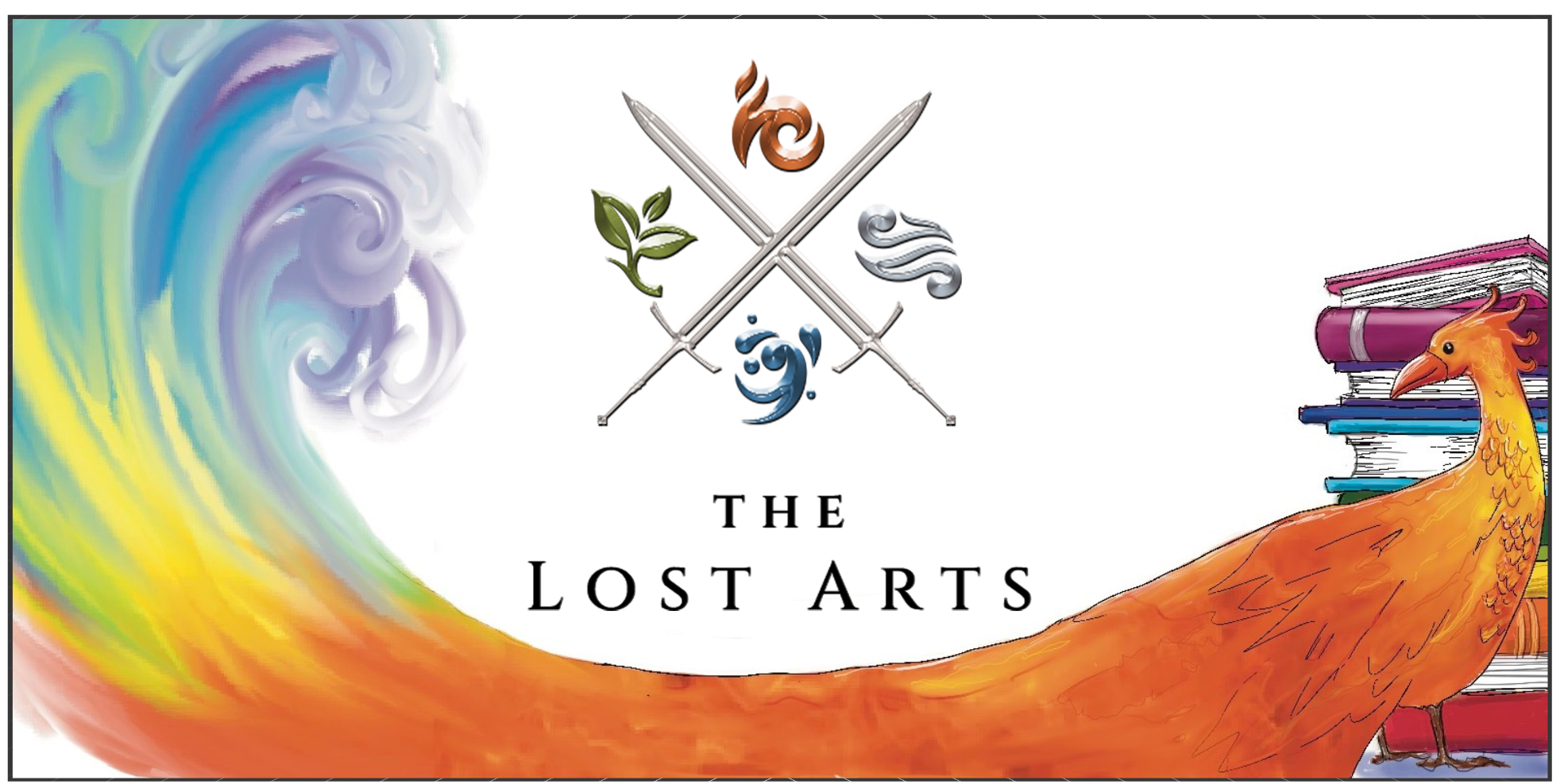 The Lost Arts Series logo. Two crossed swords with the elements in between.