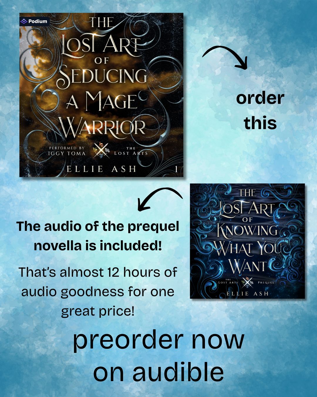 Cover for The Lost Art of Seducing a Mage Warrior (audio) plus the bonus novella