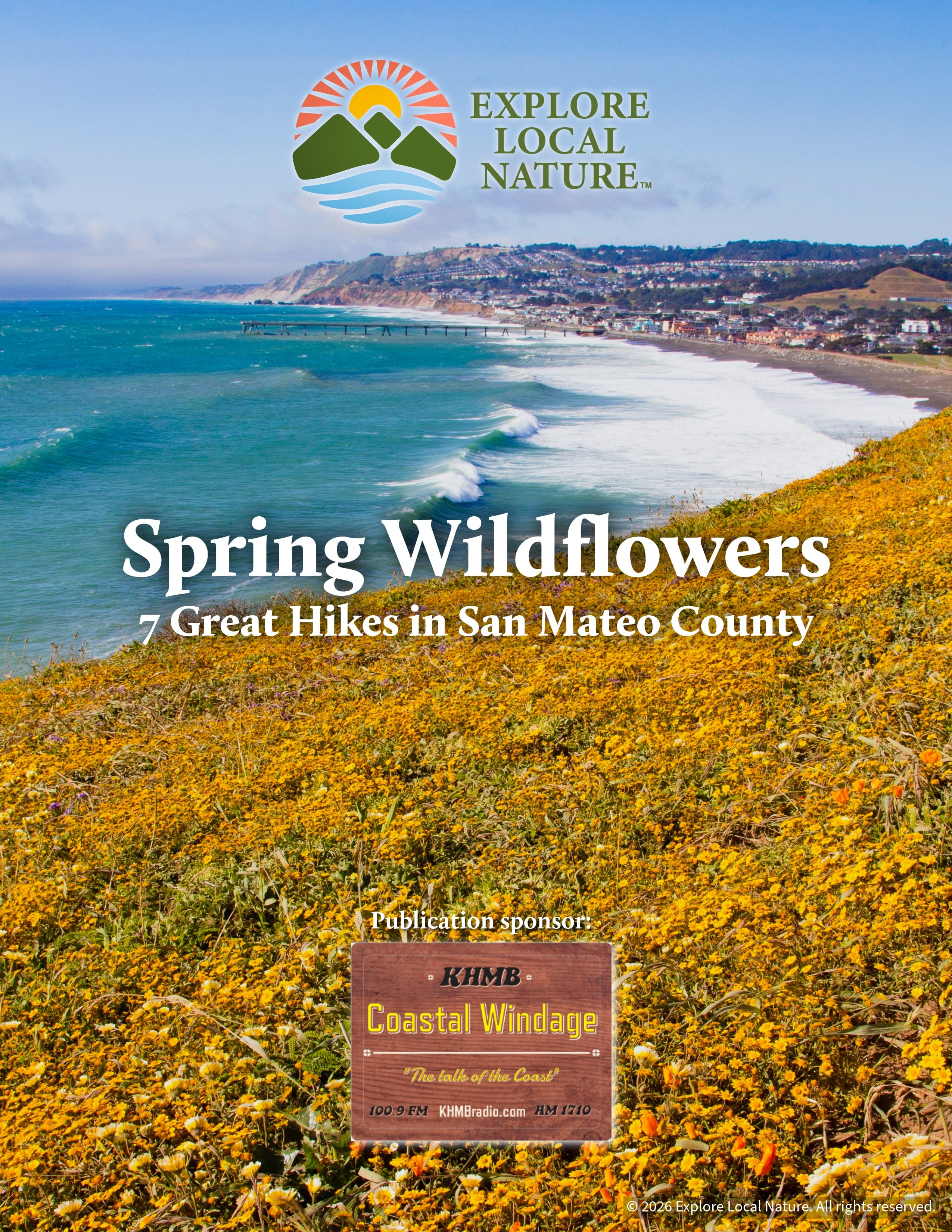 Cover of the Spring Wildflowers guide featuring 7 great hikes in San Mateo County.