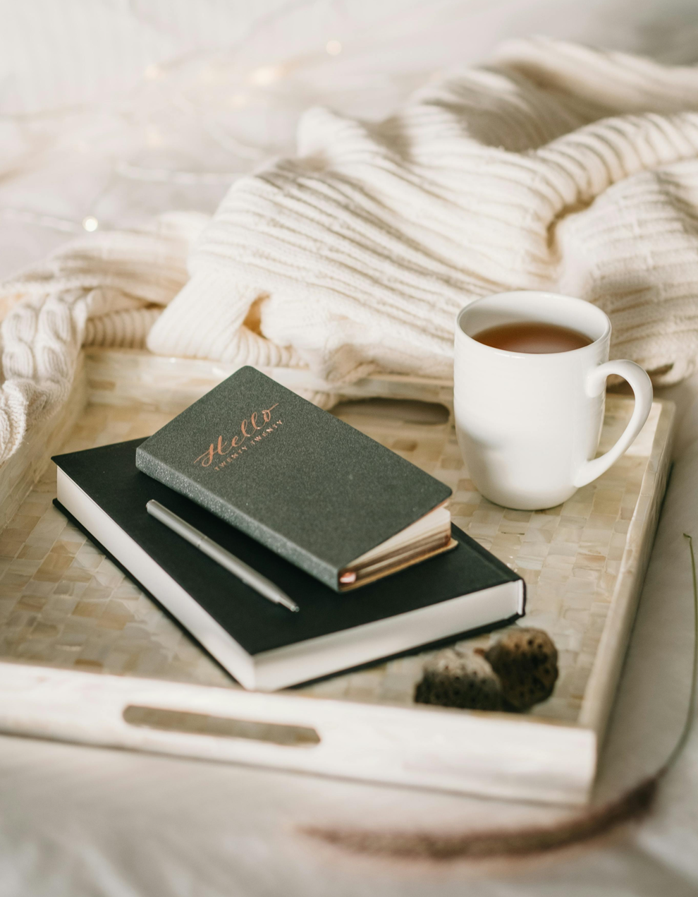 comfy spot with notebook for journaling