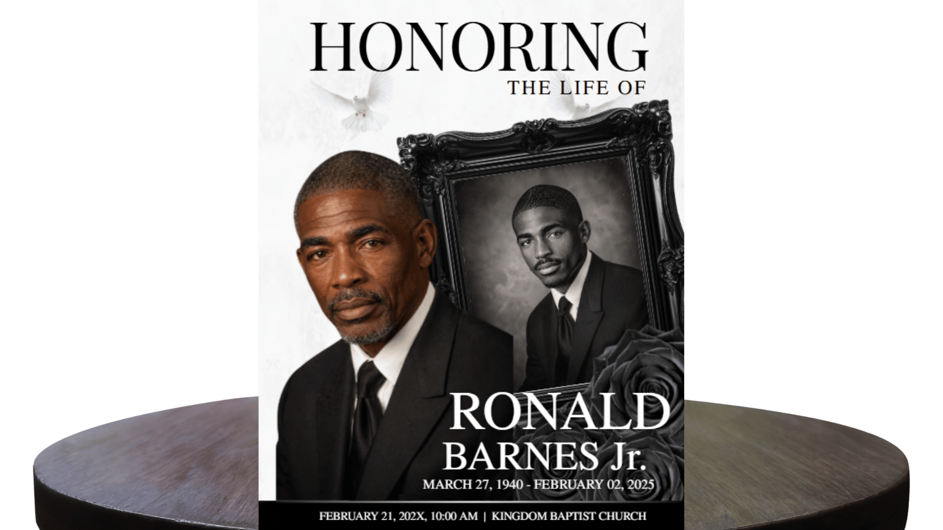 Beautiful Quiet Grace custom funeral program designed to honor a loved one with dignity, grace, and timeless simplicity.