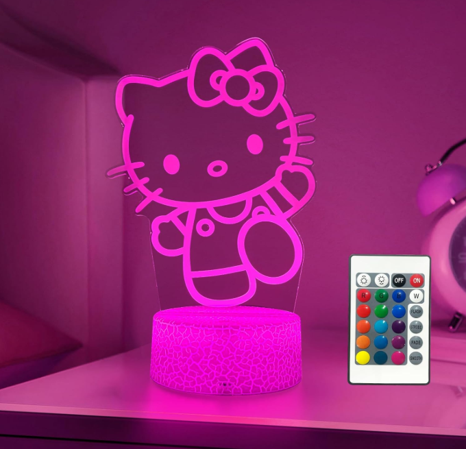 Night Light Cute Night Light - Anime Charater 16 Color Change Decor Kitty Lamp