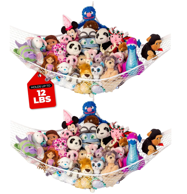 Stuffed Animal Hammock | Corner Hanging Organizer, Toy Storage, Stuffed Animal Storage Net | Made from Quality Fishing Net, Holds 12lbs
