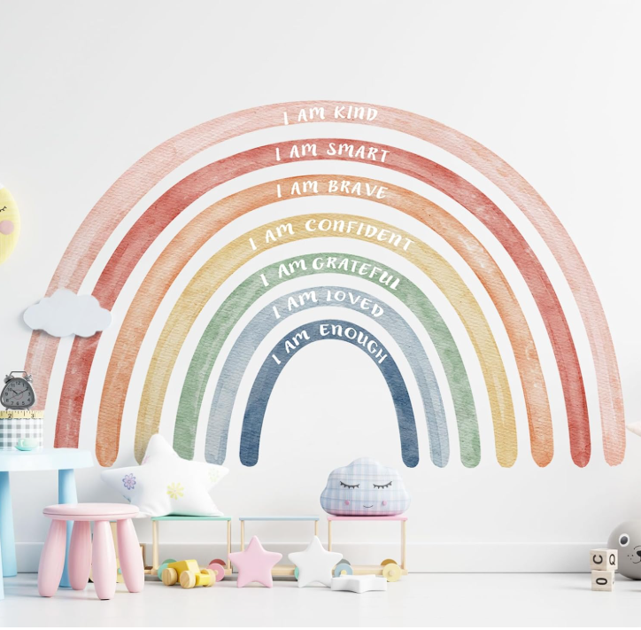 Large Rainbow Wall Decal Classroom Wall Decor with Inspirational Quote Peel and Stick Stickers
