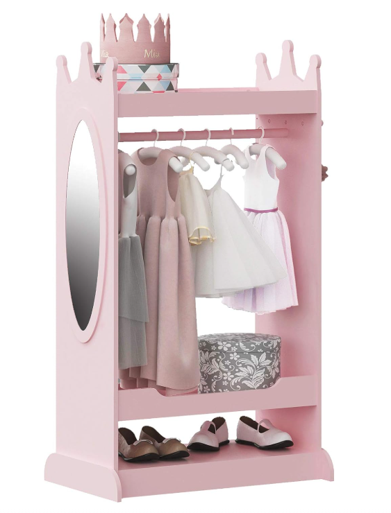 Kids Dress up Storage with Mirror,Costume Wardrobe for Kids