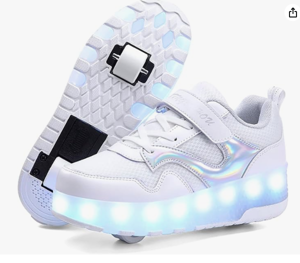 Kids Shoes - New Upgraded with Wheels LED Light Color Shoes Shiny Roller Skates Skate Shoes Simple Kids Gifts