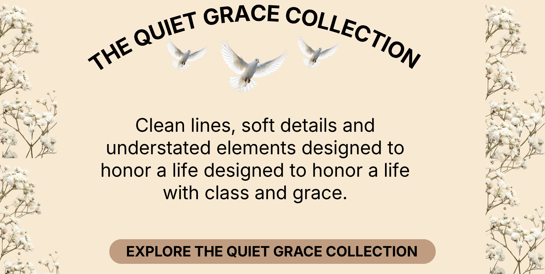 Quiet Grace custom funeral program featuring a timeless memorial design with soft florals and elegant typography.