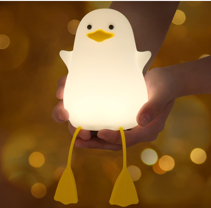 Duck Night Light for Kids, Cute Benson Ducks Gifts, Squishy Touch Silicone Animal Nursery Bedside Lamp