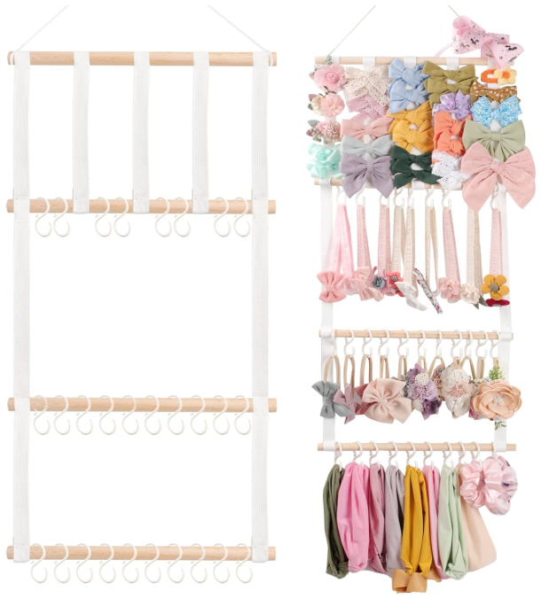 Headband Holder Hair Bows Organizer for Girls, Baby Headbands Hair Accessories Organizer Storage Wall Hanging Decor for Toddler Girls Room