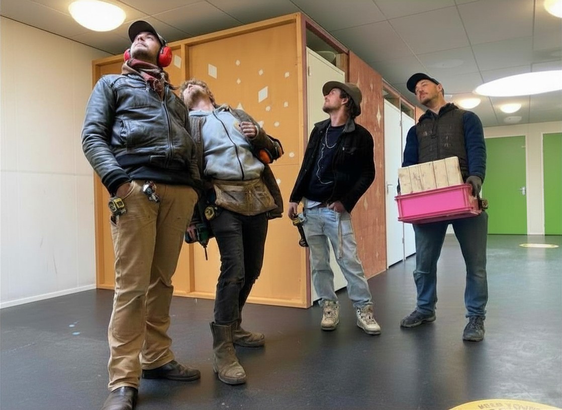 Team van vakmensen tijdens een projectbespreking