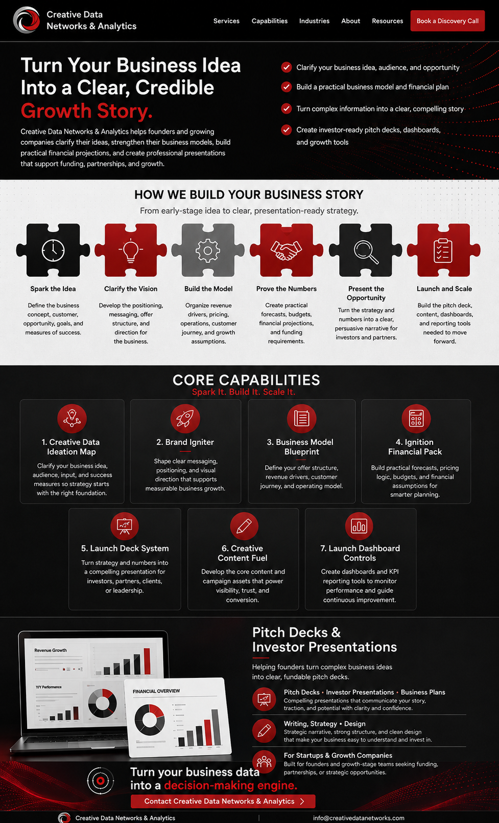 Creative Data Networks and Analytics landing page