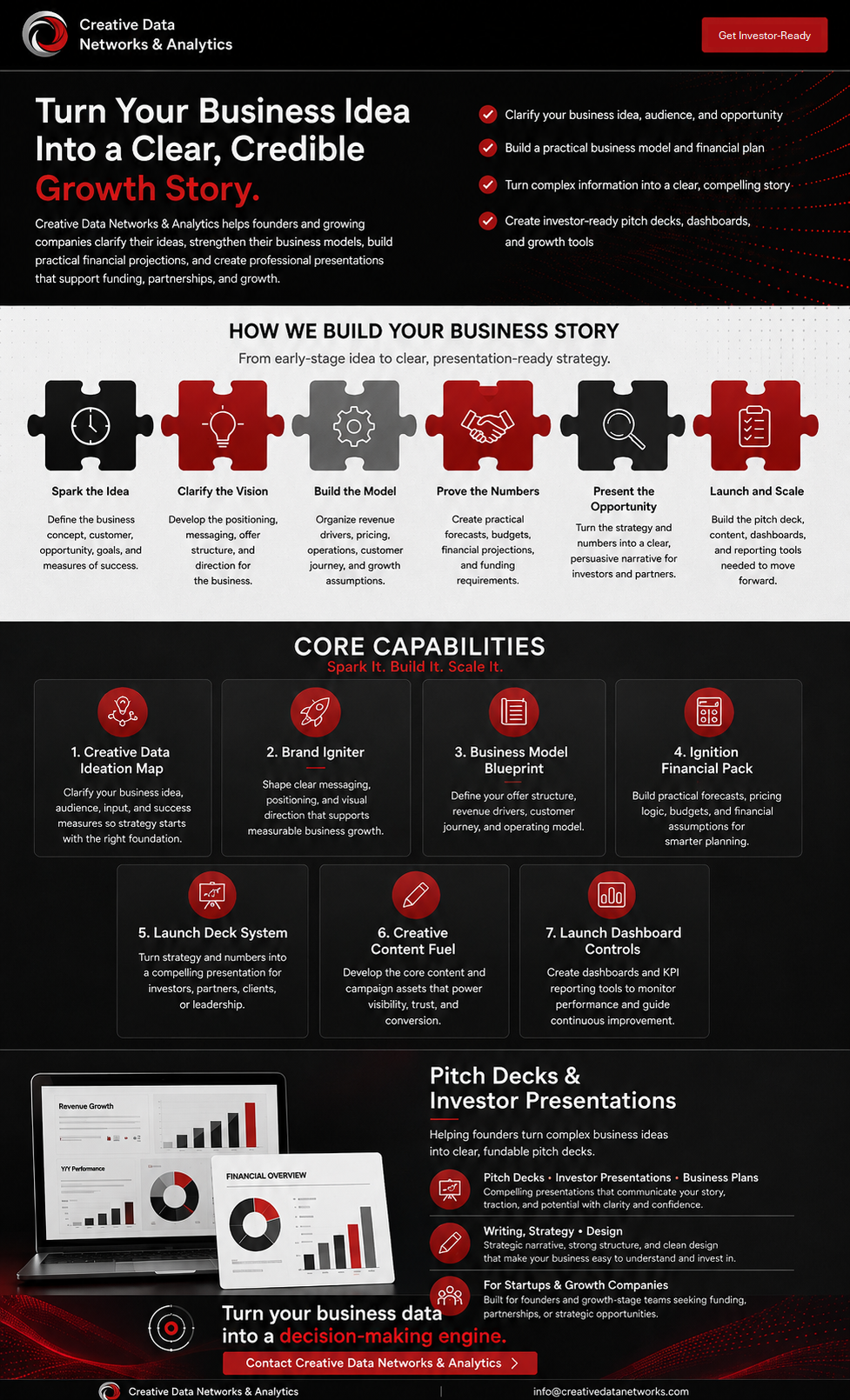 Creative Data Networks and Analytics landing page