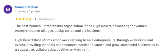 Business development service a women's organization & non-profit in the High Desert, ca.