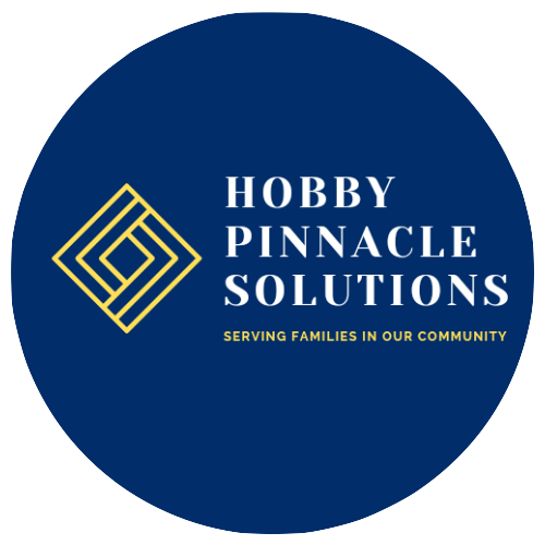 Hobby pinnacle solutions blue background logo for life insurance.