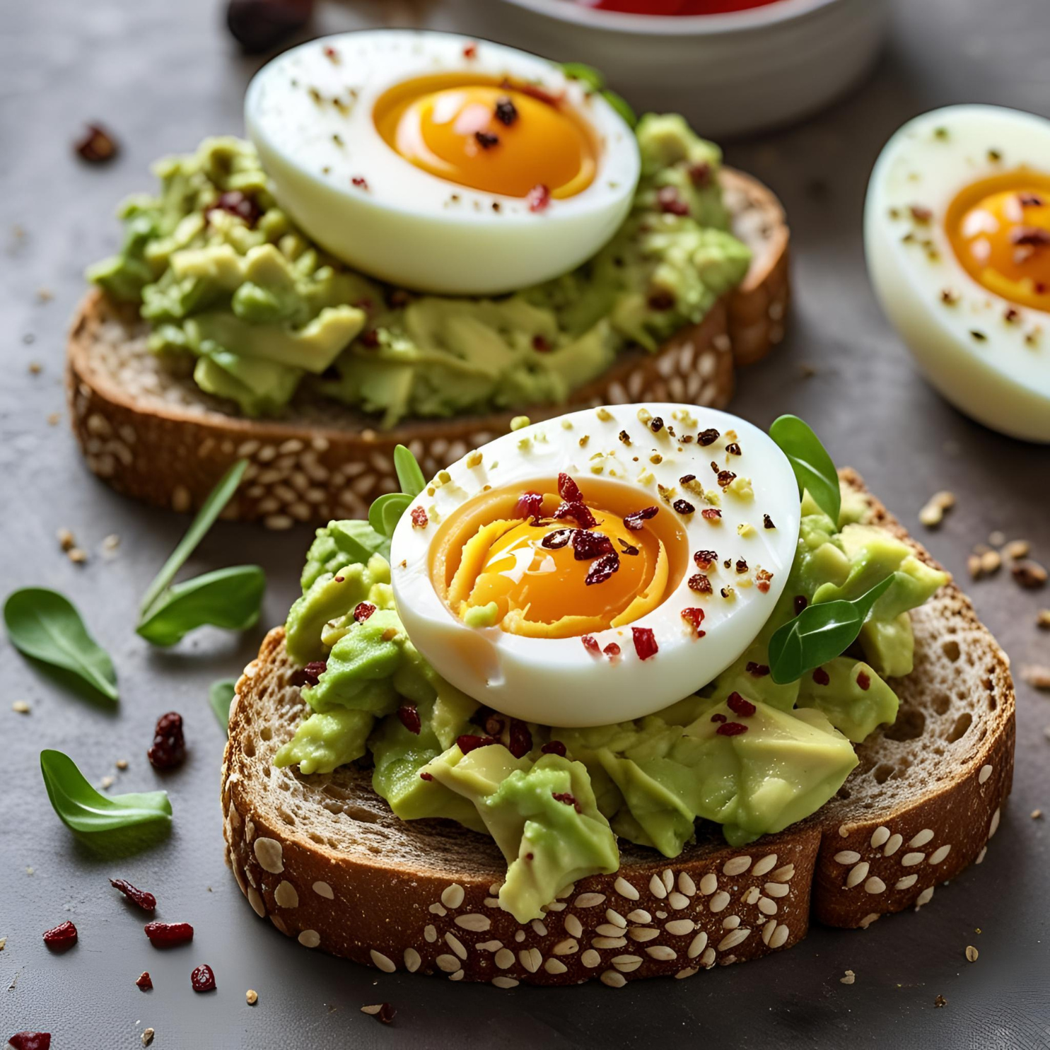 Vollkornbrot mit Avocado und Ei