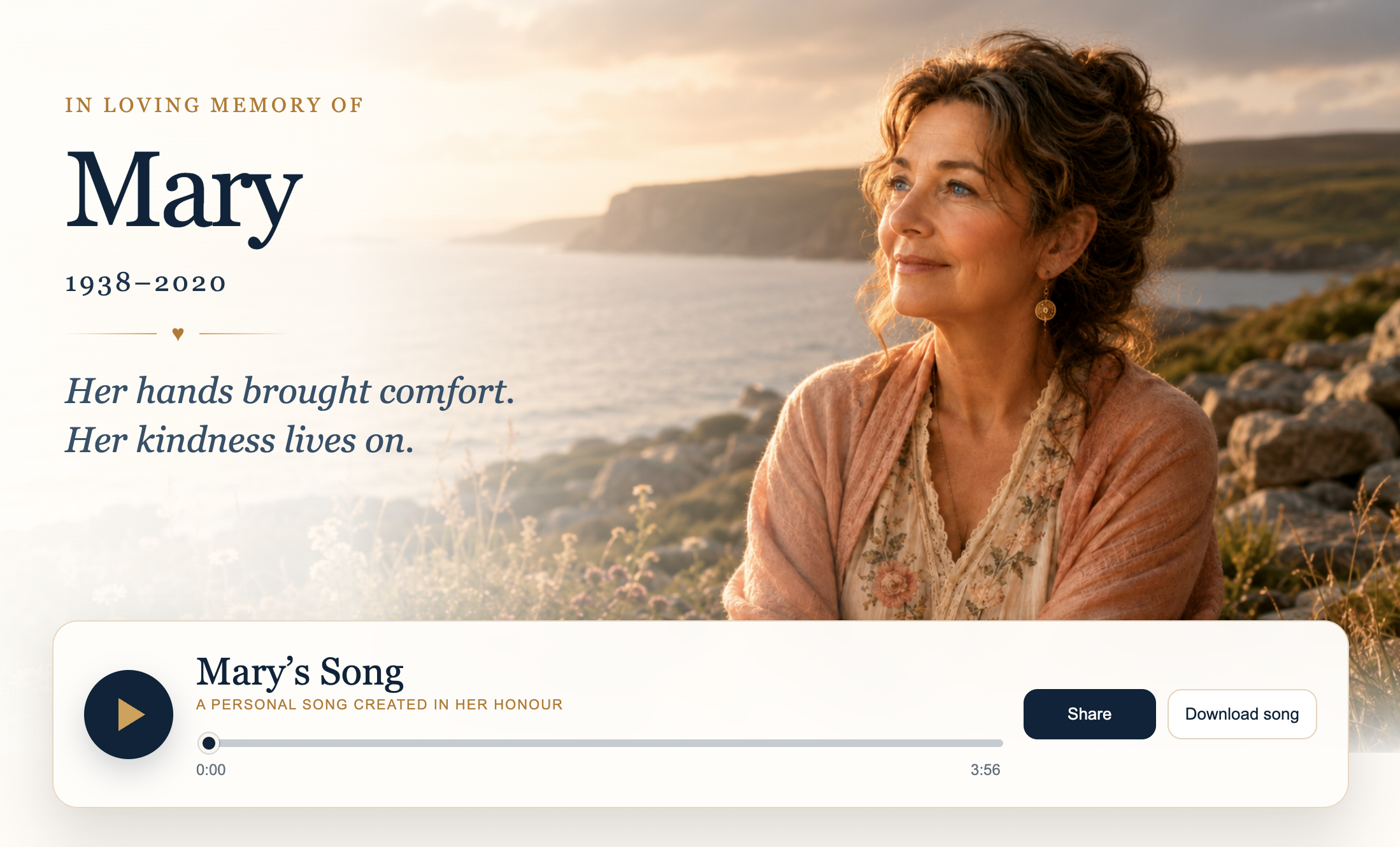 Mary memorial page preview