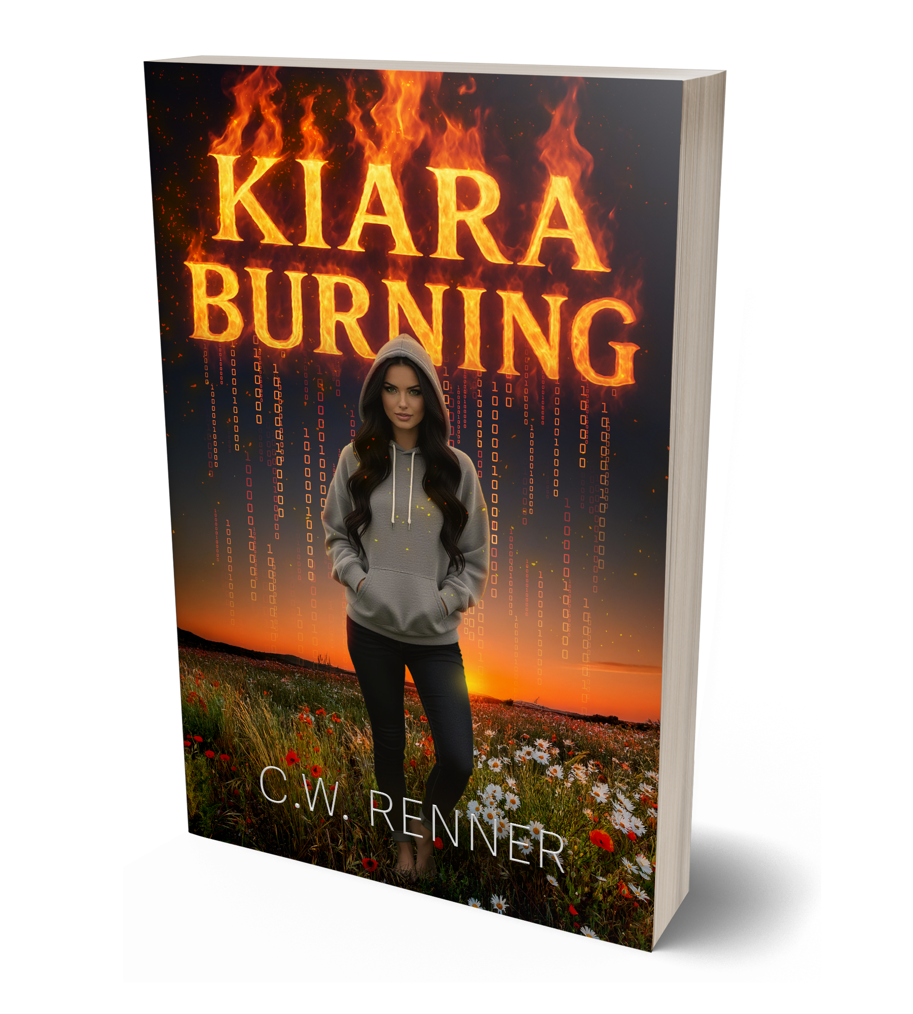 An image if Kiara Burning, a sci-fi human/AI romance novel