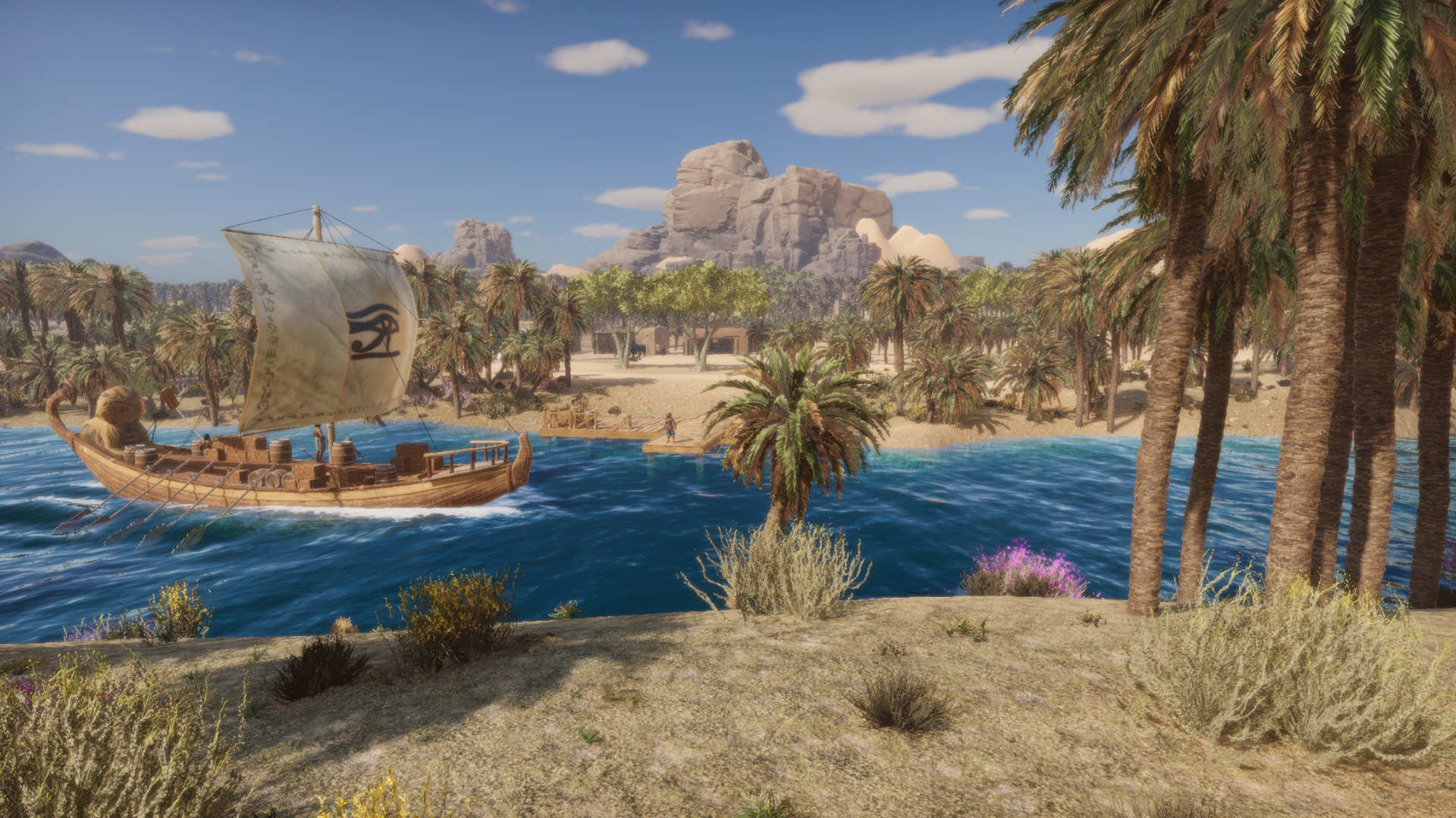Ancient Farm in-game screenshot of fields by the Nile