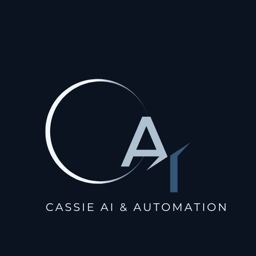 cassie Ai logo showing an Ai letter in the middle with blue color with a round C