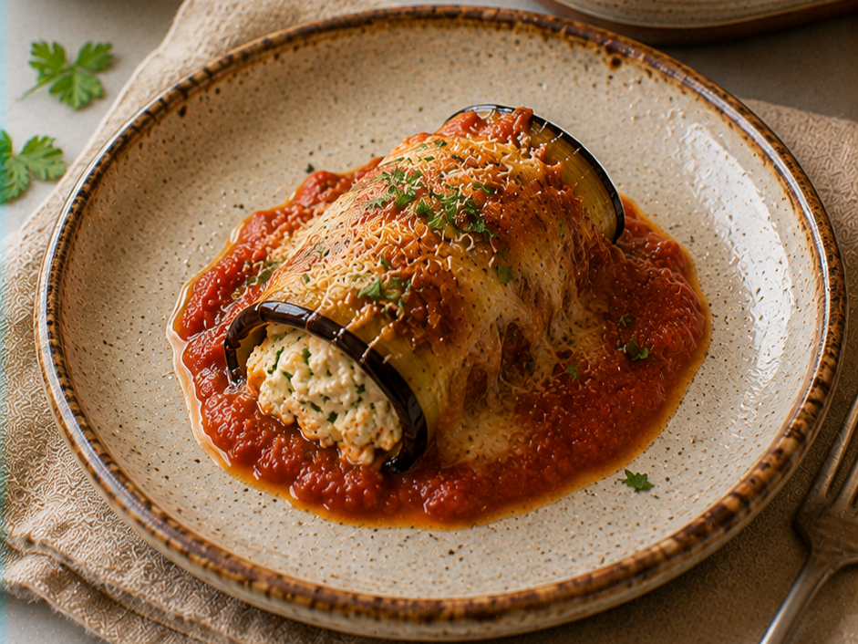 Baked Eggplant Ricotta Roll-Ups