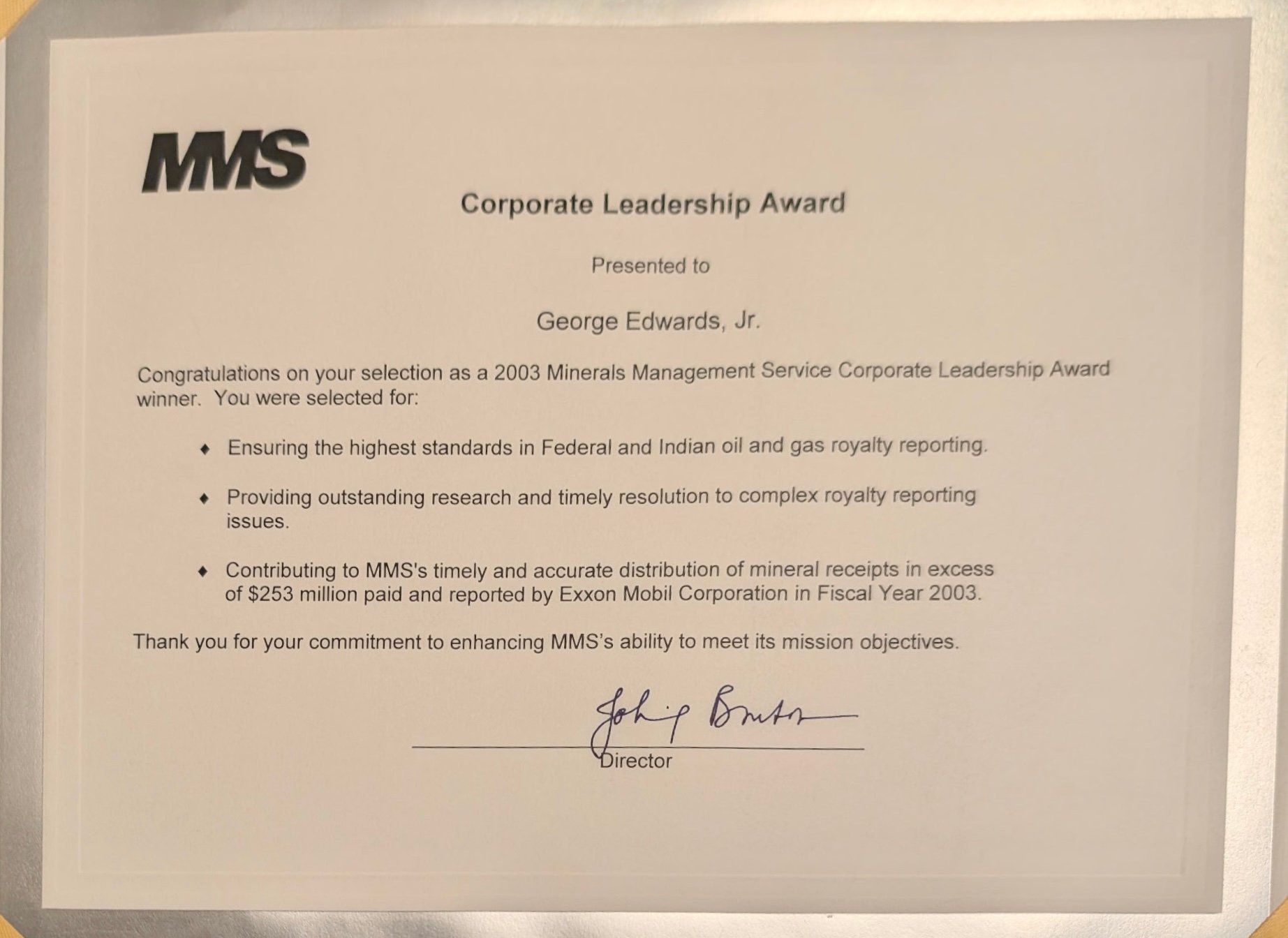 George Edwards Honored With the MMS Corporate Leadership Award