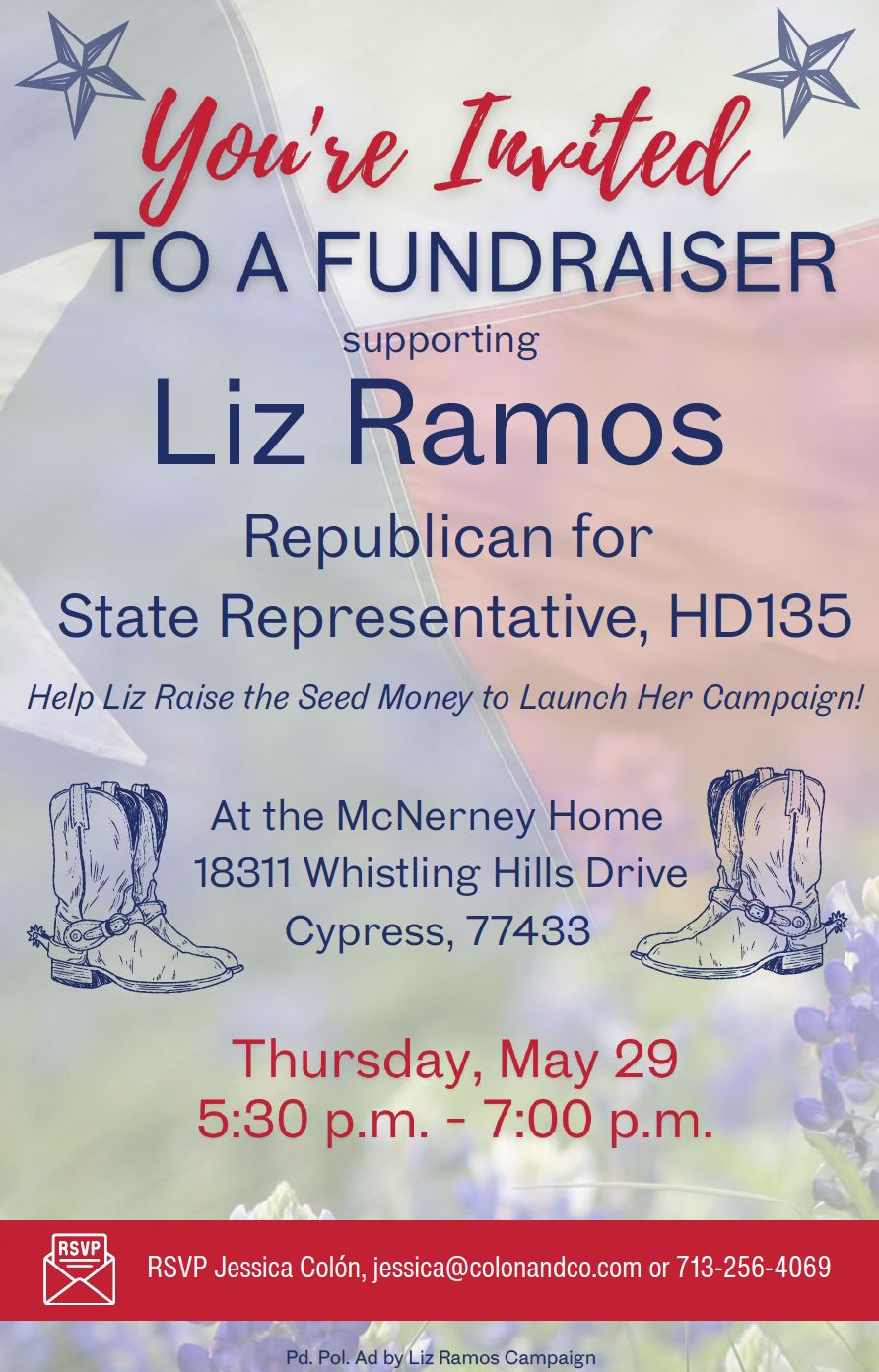 Your Invited!  Liz Ramos Fundraiser, May 29th