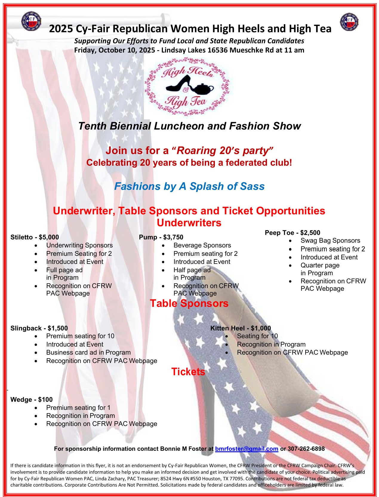 2025 Cy-Fair Republican Women High Heels and High Tea