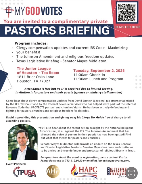My God Votes, Pastor's Briefing, Tuesday, September 2, 2025
