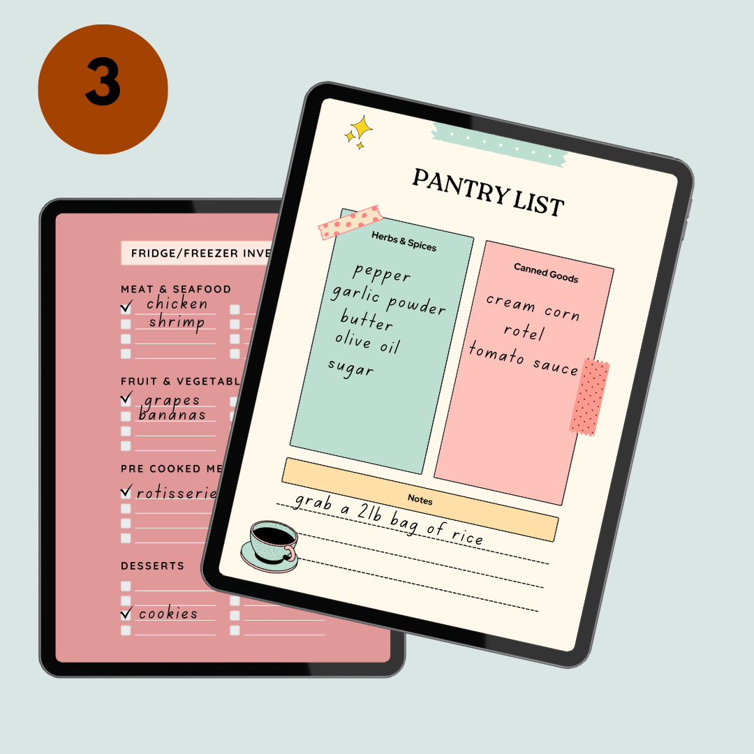 Pantry and freezer workbook