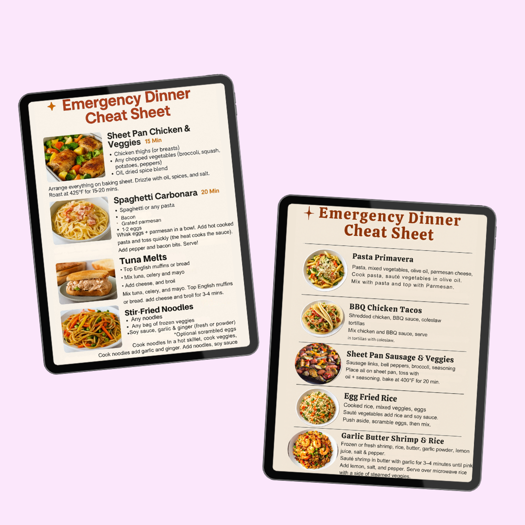 Emergency Dinners Cheat Sheet
