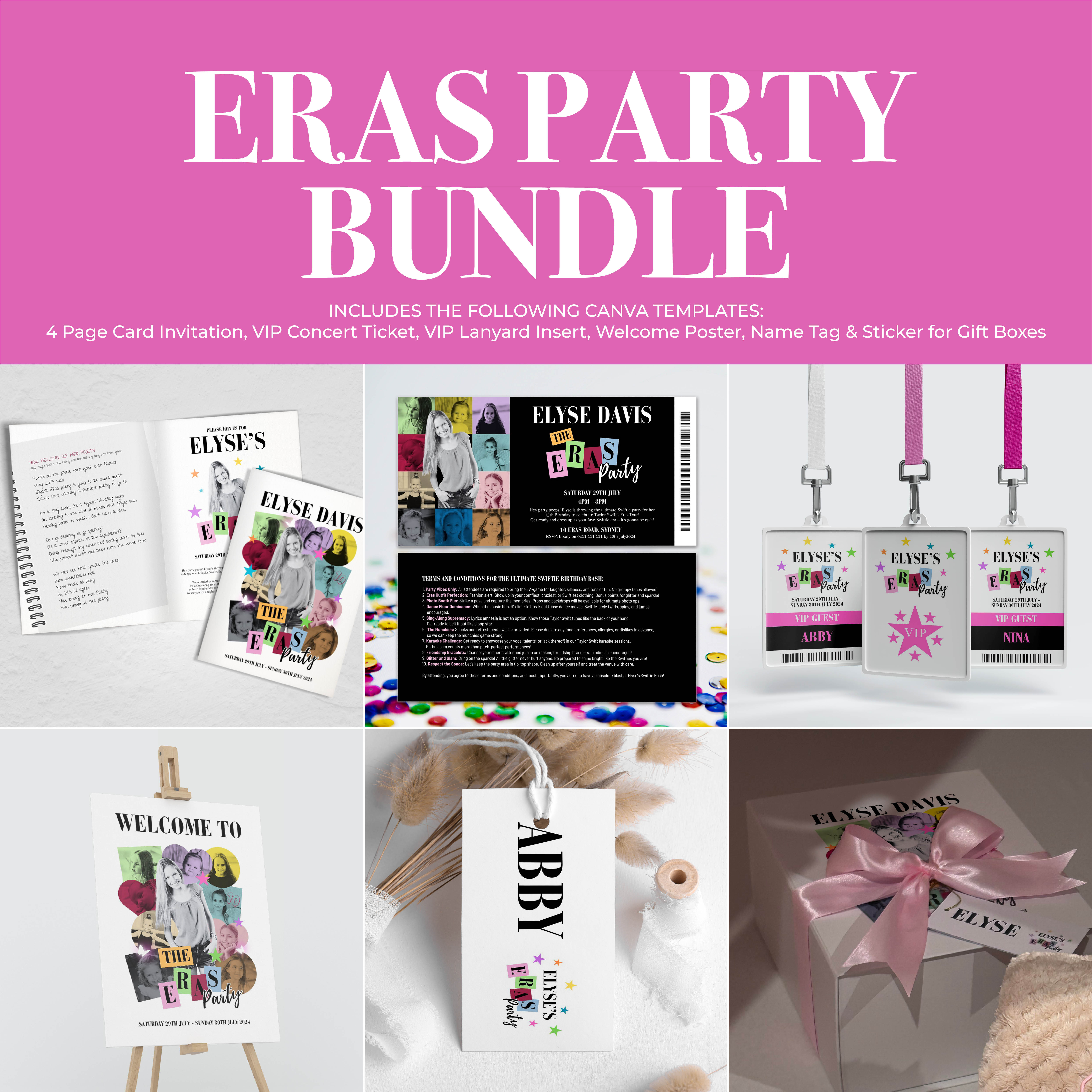 Miss G Creative Eras Party Invitation Bundle Canva Template