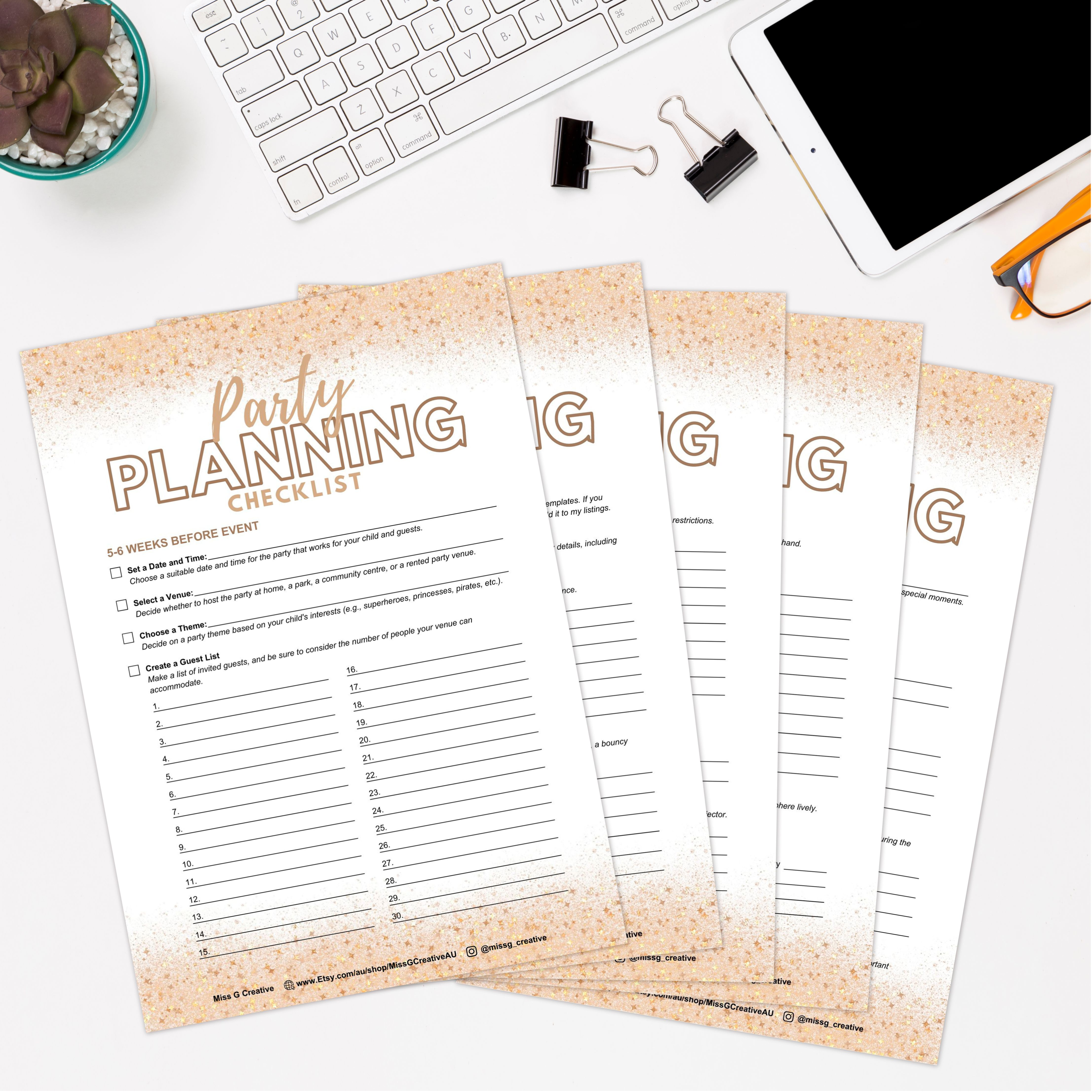 Miss G Creative Party planning checklist