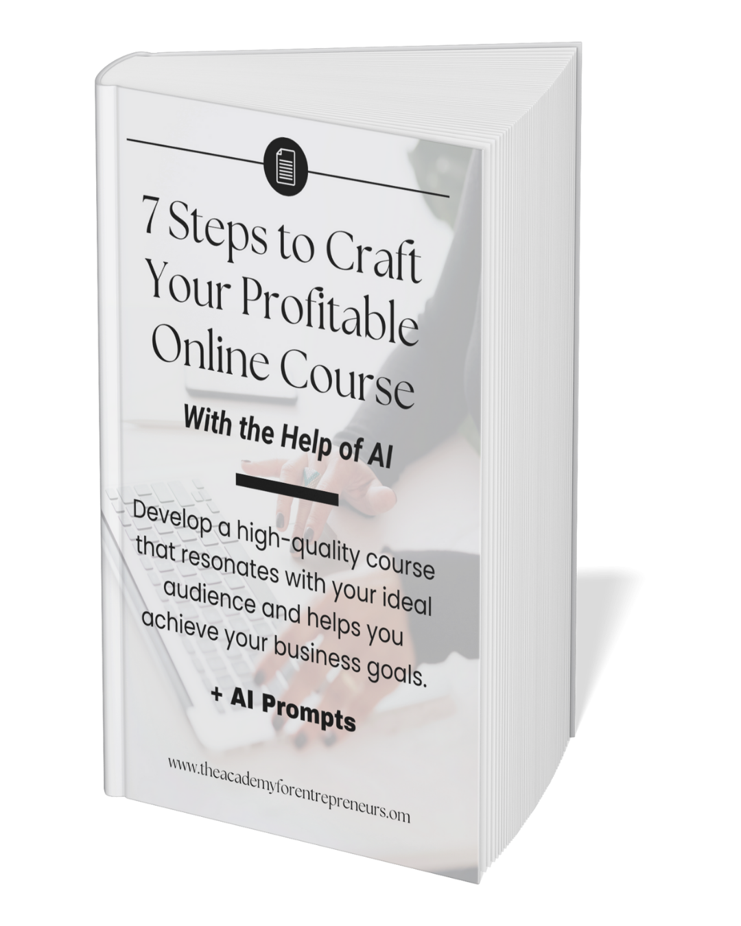 Image of a downloadable ebook called 7 Steps to Craft Your Profitable Online Course with the Help of AI