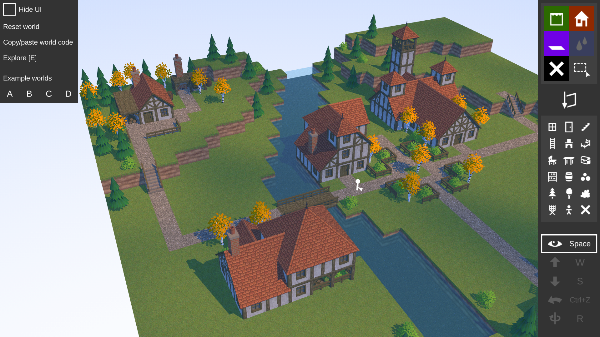 Metroidvania style game: a girl stands by a waterfall with falling platform-logs.