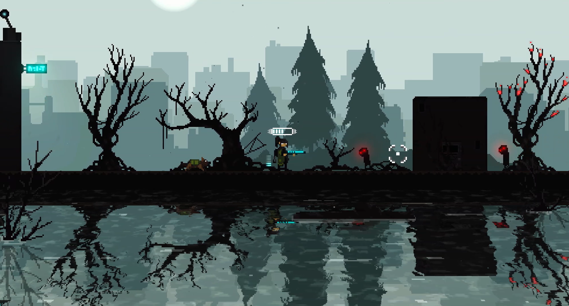 Girl with her dog and gun fighting the Darklings.