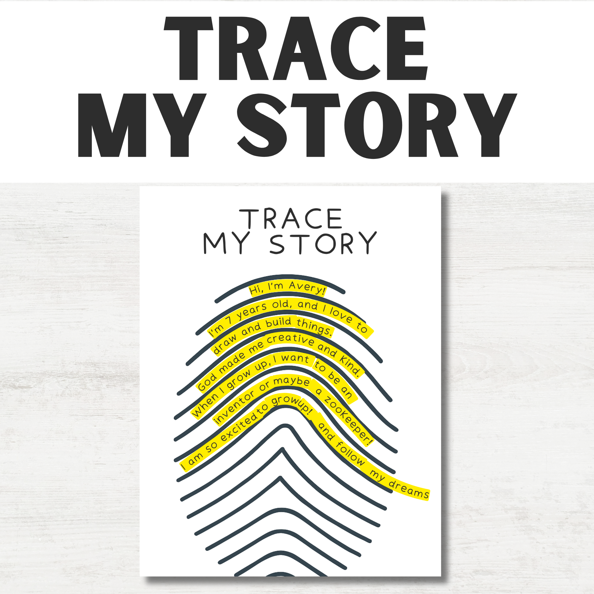 Trace My Story Fingerprint Craft for Kids