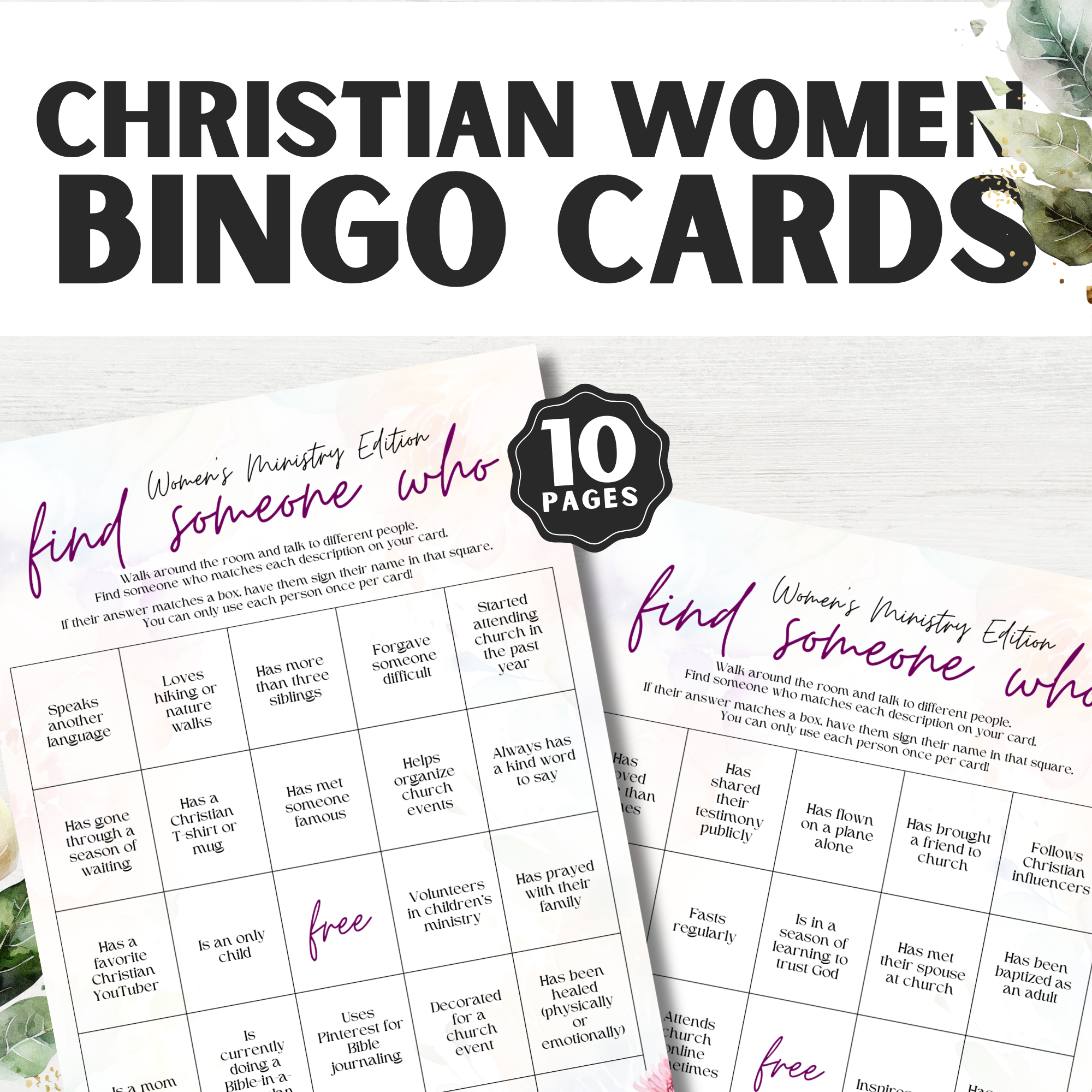 Christian Bingo Card for Women