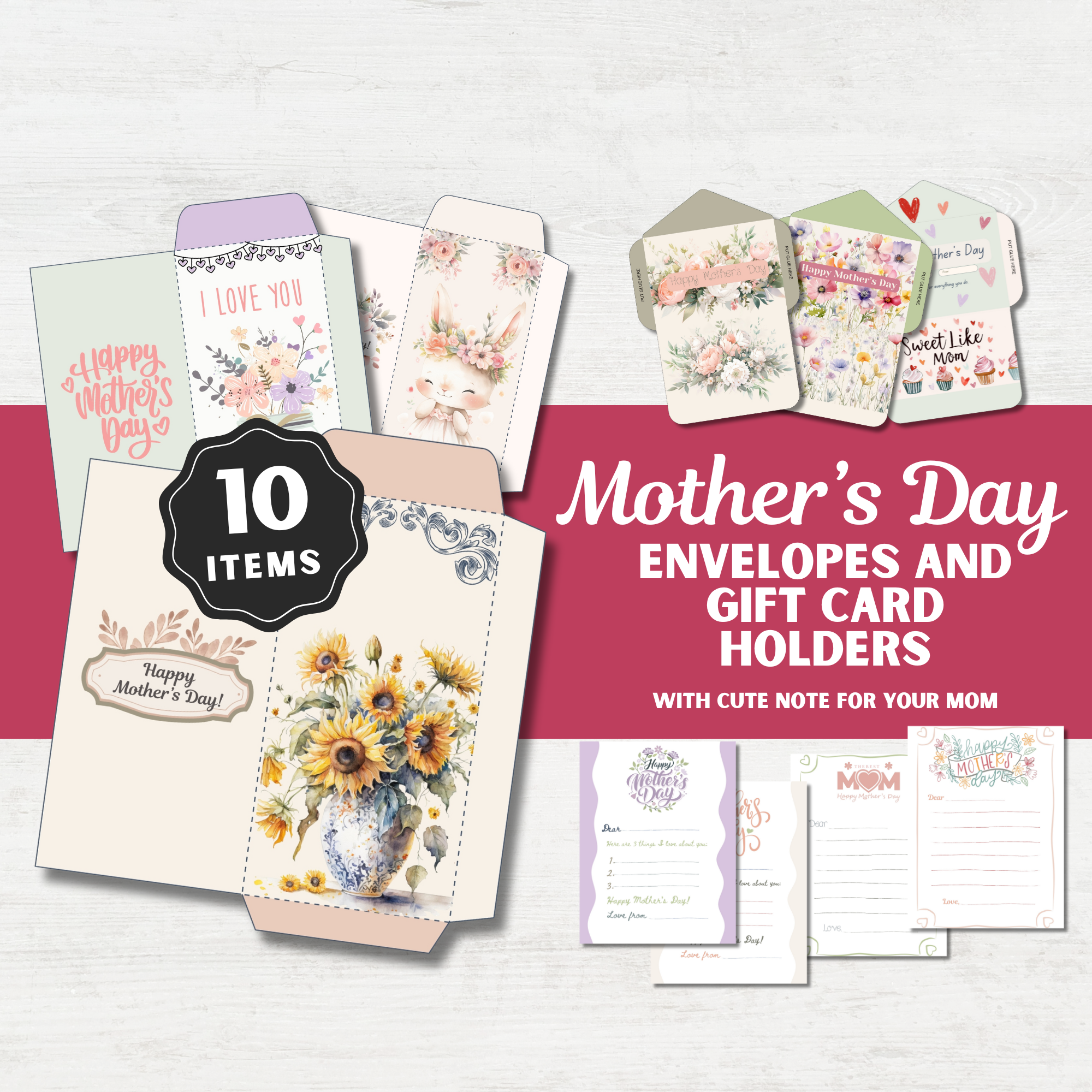 Mothers day printable gift card holder